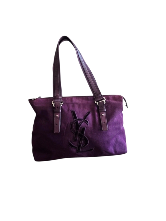 Yves Saint Laurent Handbags - Yves Saint Laurent Purple Logo Canvas Tote